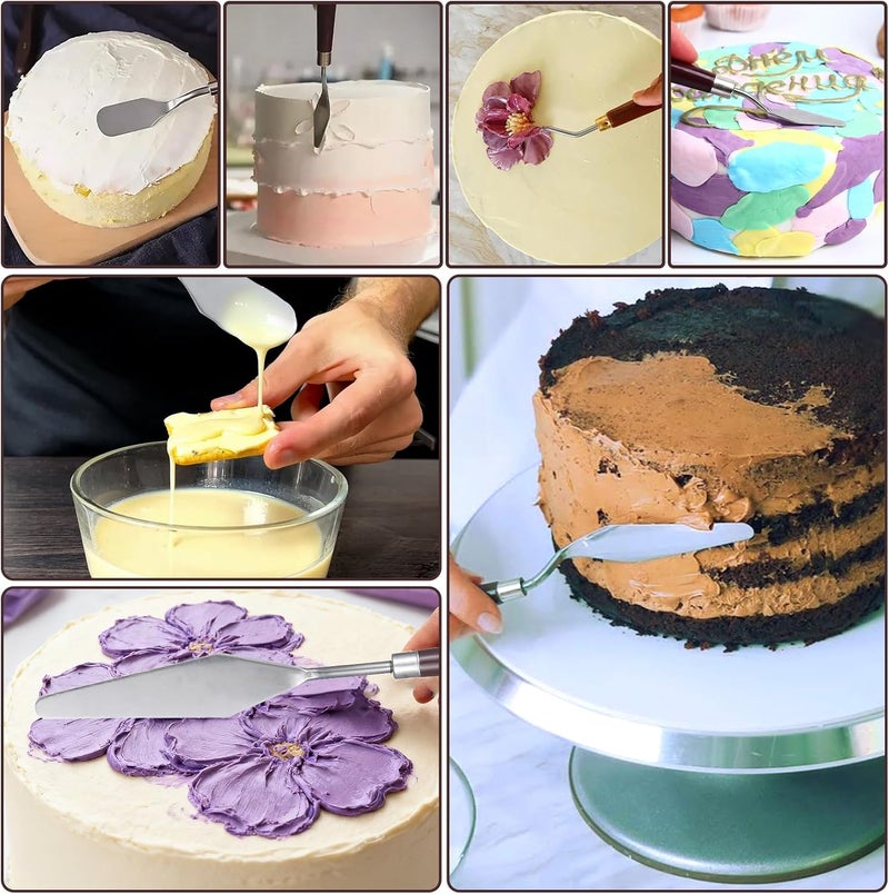 Telooco 5 PCS Frosting Spatula Cake Frosting Spatula Dual-use Pallet Knife Painting Knife for Baking Pastry Tool Cake Fondant Chocolate，Art Painting Art Acrylic Draw Color Mixing Supplies - Image 5
